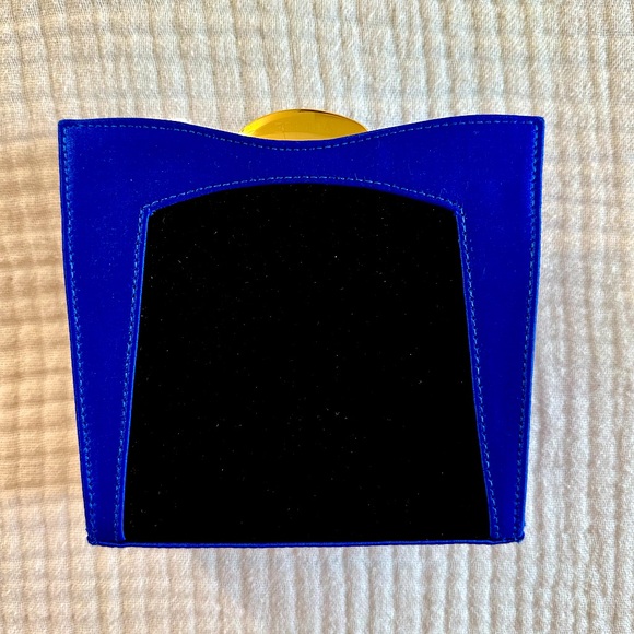 ESCADA - Indigo / Royal Blue Purse Clutch Handbag Crossbody - Gold Detail - Picture 1 of 14